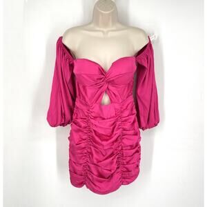 Runaway The Label RNWY Jones NEW Ruched Satin Mini Dress Sz 8 Fuchsia Party Sexy